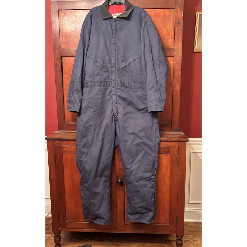 Walls Blizzard-Pruf Insulated Coveralls Men's 2XL Regular‎ Blue Quilt Lined VTG